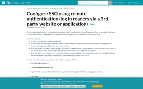 Configure SSO using remote authentication - KnowledgeOwl ...