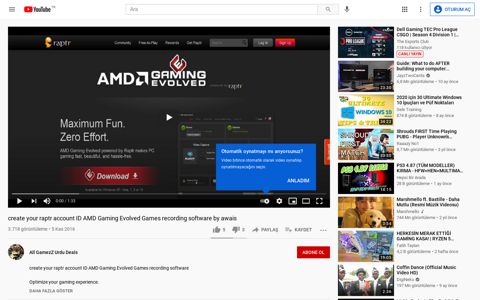 create your raptr account ID AMD Gaming Evolved ... - YouTube