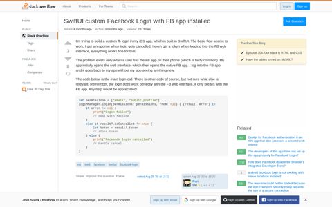 SwiftUI custom Facebook Login with FB app installed - Stack ...