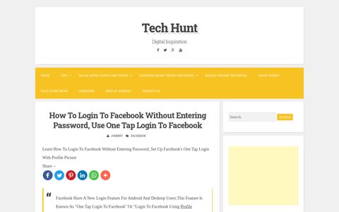 How To Login To Facebook Without Entering Password, Use ...