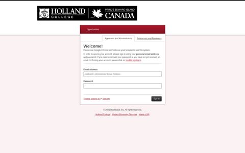 Sign In - Holland College Scholarships