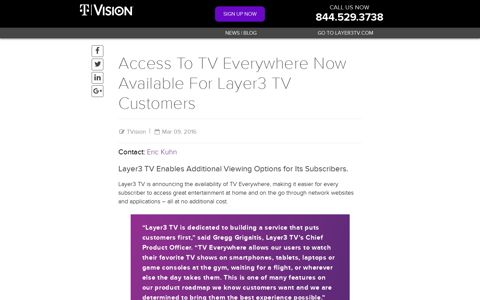 Access to TV Everywhere Now Available for Layer3 TV ...