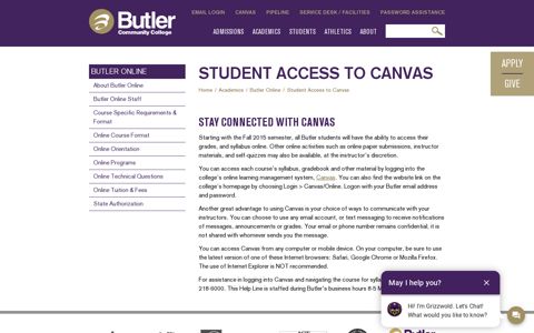 Student Access to Canvas | Butler Community College