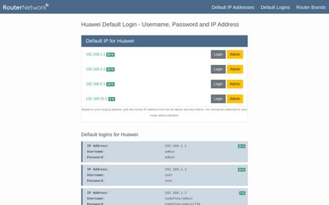 Huawei Default Router Login and Password - Router Network