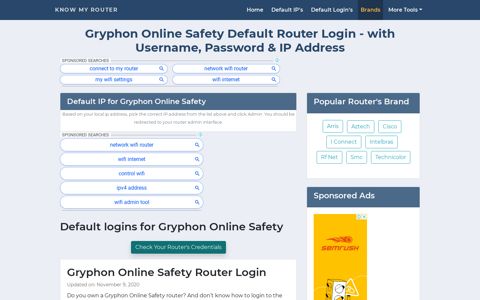 Gryphon Online Safety Router Login with Username ...