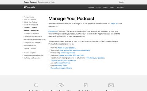 Manage Your Podcast - Podcaster Support - Apple - iTunes ...