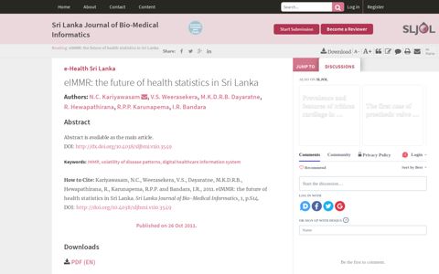 eIMMR: the future of health statistics in Sri Lanka