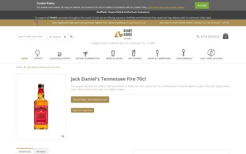 Jack Daniel's Tennessee Fire 70cl - Avant Garde Drinks