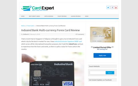 Indusind Bank Multi-currency Forex Card Review – CardExpert