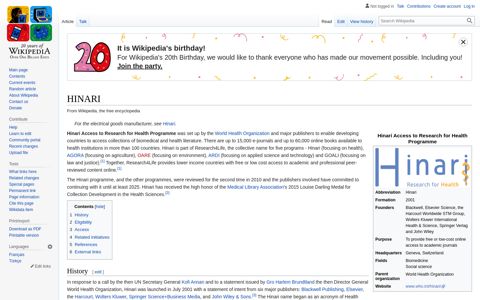 HINARI - Wikipedia