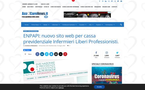 ENPAPI: nuovo sito web per cassa previdenziale Infermieri ...