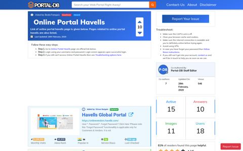 Online Portal Havells - Portal-DB.live