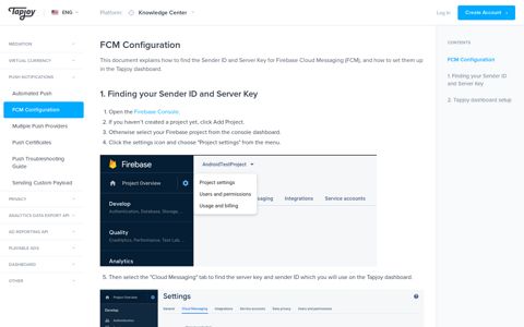 FCM Configuration - Support - Tapjoy