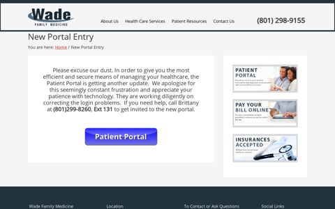 New Portal Entry - Wade Family Medicine