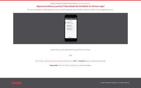 Application Download | GrubHub Delivery Partner