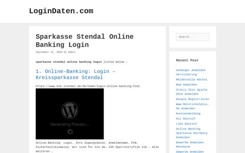 Sparkasse Stendal Online Banking Login - LoginDaten.com
