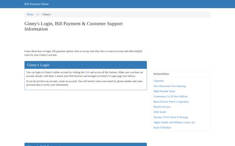 Ginny's Login, Bill Payment & Customer Support Information