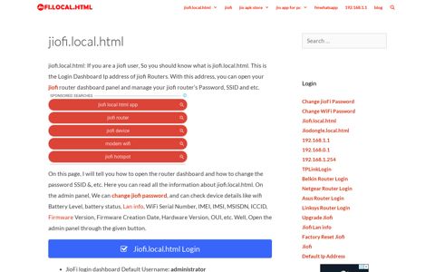 jiofi.local.html : Login & change password