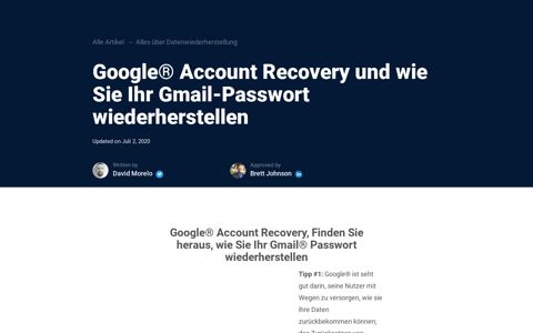 Google® Account Recovery und wie Sie Ihr Gmail-Passwort ...