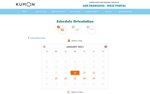 Schedule Orientation - WEST PORTAL - Kumon