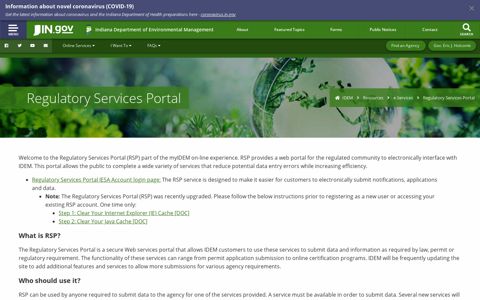 IDEM: Regulatory Services Portal - IN.gov