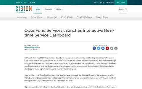 Opus Fund Services Launches Interactive Real-time Service ...