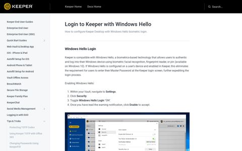 Login to Keeper with Windows Hello - User Guides