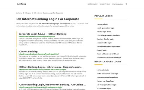 Iob Internet Banking Login For Corporate ❤️ One Click Access