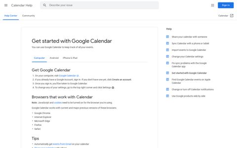 Get started with Google Calendar - Computer - Calendar Help