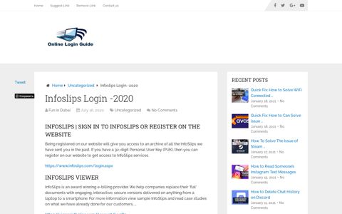 Infoslips Login -2020 - Online Guide Online: Official Online ...