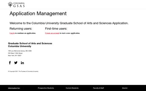 Application Management - Columbia University