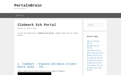 Clubmark Ecb Portal - PortalsBrain - Portal Database