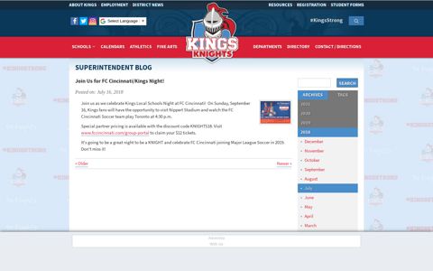 Join Us for FC Cincinnati/Kings Night! - Kings Local Schools