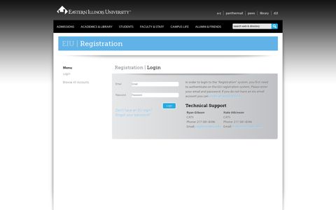 Registration - Login - Eastern Illinois University