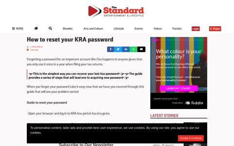 How to reset your KRA password - The Standard