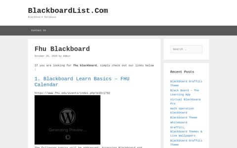 Fhu Blackboard - BlackboardList.Com