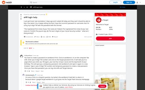 eHR login help : Target - Reddit