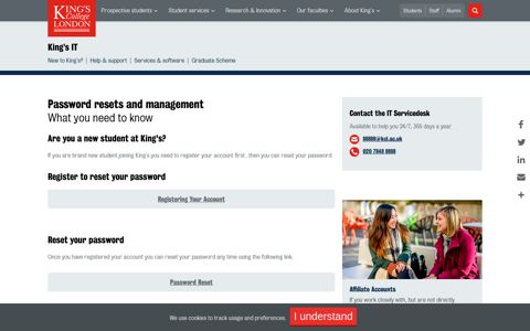 Password resets and management - King's College London