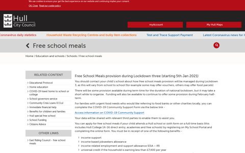 Free school meals | Hull City Council