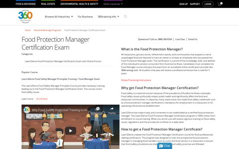 Food Protection Manager Certification | 360training.com