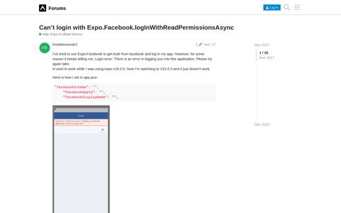 Can't login with Expo.Facebook ... - Expo Forums