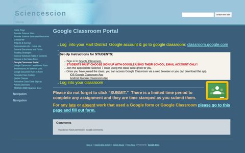 Google Classroom Portal - Sciencescion - Google Sites