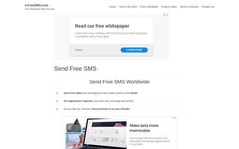Send Free SMS Worldwide - e-FreeSMS.com