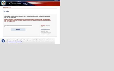 Immigrant Visa - Sign In - Consular Electronic Application Center