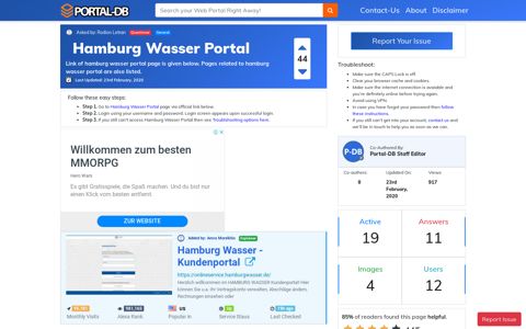 Hamburg Wasser Portal - Portal-DB.live