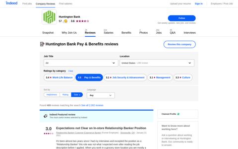 Working at Huntington Bank: 466 Reviews about Pay ... - Indeed