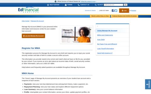 Using Manage My Account - Edfinancial Services