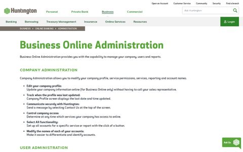 Business Online Administration - Huntington Bank