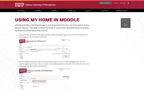 Using My Home in Moodle - IUP