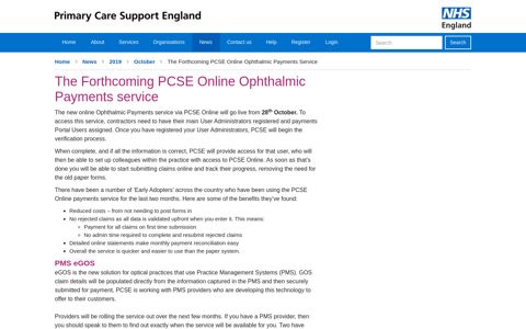PCSE Online Ophthalmic Payments service - Primary Care ...